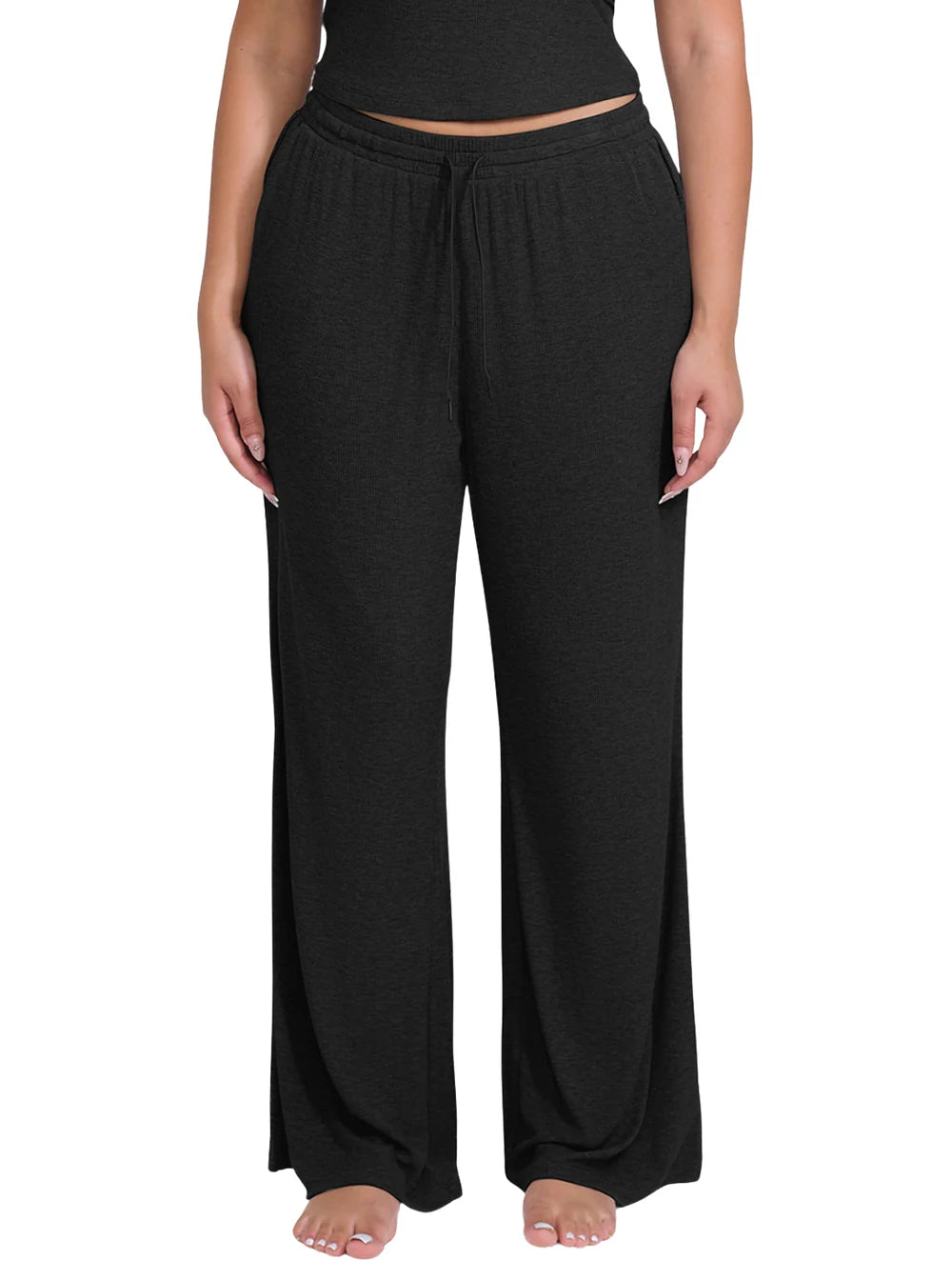 Weite Bein Ripp Lounge-Hose