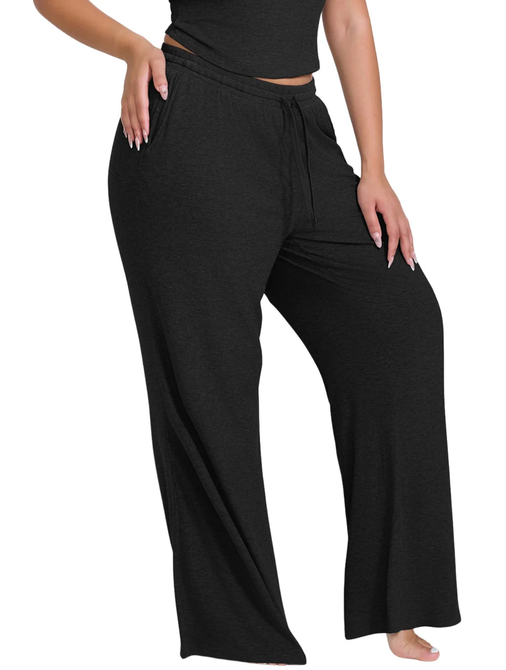 Weite Bein Ripp Lounge-Hose